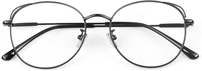 LINVO Classic Fake Glasses Women, Cat Eye Metal Clear Lens Eyeglasses with 100% UV400 Protection - Image 1